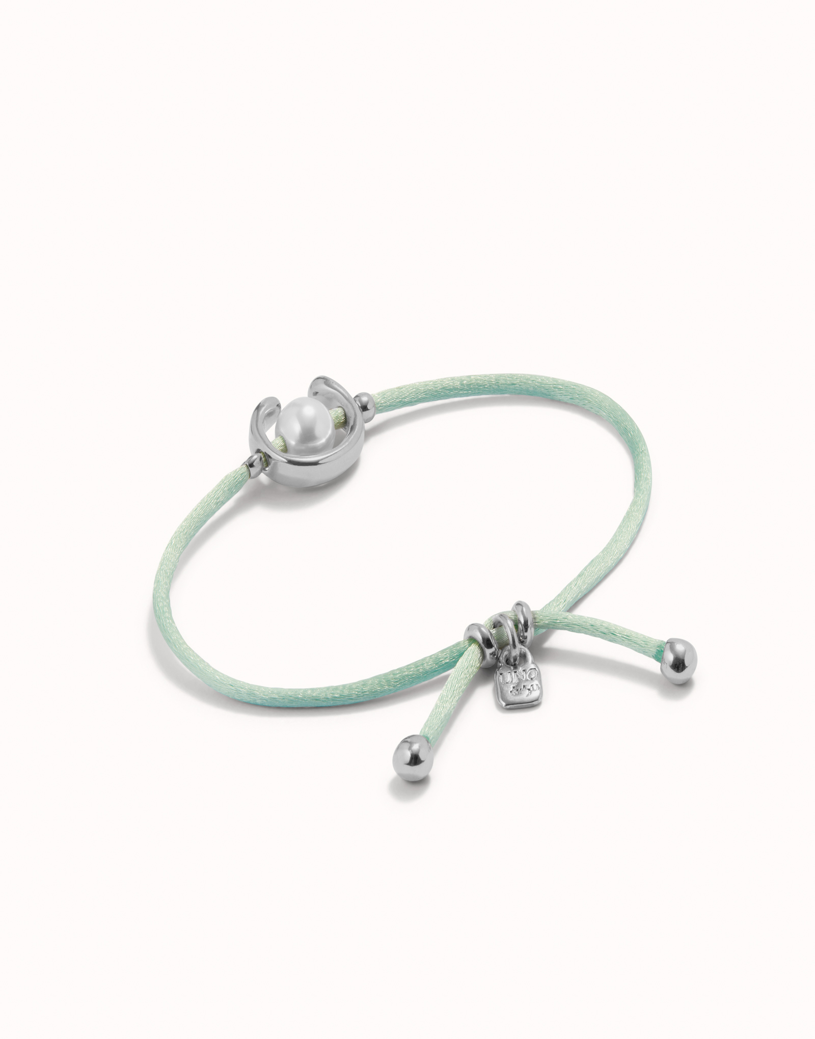 Sterling silver-plated blue green thread bracelet with shell pearl accessory., Silver, large image number null
